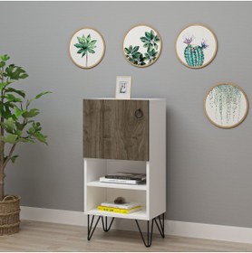Resim Lullaby Afra Mini Konsol Etajer Dresuar Ceviz Beyaz Mdf 