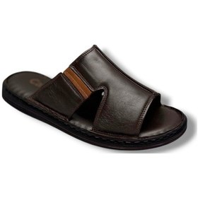 Resim Cakgo 163-26 Hakiki Deri Ultra Soft Geniş Bant Anatomik Erkek Terlik 40-47 Kahverengi 