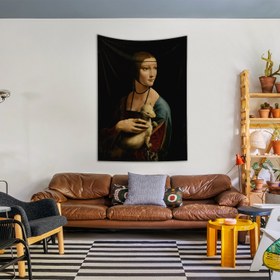 Resim Lady with an Ermine / Leonardo da Vinci Duvar Örtüsü - 60 cm x 90 cm 