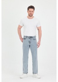 Resim Polo State Erkek Baggy Fit Kot Pantolon Kar Yıkama Açık Gri Melanj 