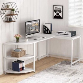Resim Zizuva Tasarım 190+110x60+50x75 CM L Model Beyaz Çalışma Masası 