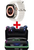 Resim GAMER ® Gs8 Watch 8 Ultra Akıllı Saat Beyaz Watch + E10s Oyuncu Bluetooth Kulaklık Hediye 