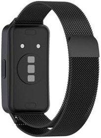 Resim Gpack Huawei Band 8 ile Uyumlu Hasır Metal Örgülü Ayarlanabilir Kordon, Siyah 