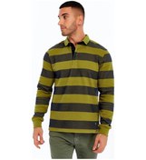 Resim Arma Erkek Örme Ribanalı Regular Fit Çizgili Polo Yaka Sweatshirt %95 Pamuk %5 Elastane K30554952902 Haki 