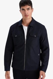 Resim DeFacto Slim Fit Polo Yaka Astarlı Fermuarlı Mont Erkek 