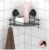 Resim Teknotel Vakumlu Tek Katlı Banyo Köşe Rafı Mat Siyah Dm250 Siyah 