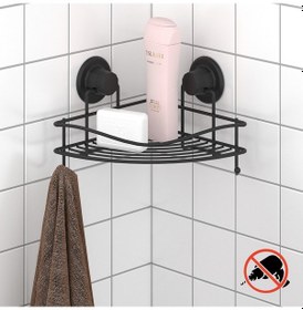 Resim Teknotel Vakumlu Tek Katlı Banyo Köşe Rafı Mat Siyah Dm250 Siyah 