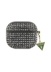 Resim Apple Uyumlu AirPods 3. Nesil Kılıf Guess Lisanslı Parıltılı Taş Kaplamalı Üçgen Logo Süs Zincirli Haki 