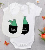 Resim Bitmeyen Kartuş Bk Kids Little Monster Tasarımlı Bebek Body Zıbın Ve Mama Önlüğü Hediye Seti 