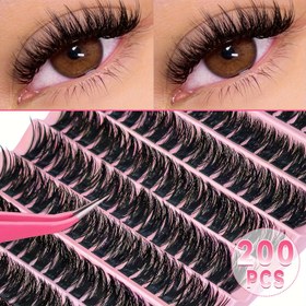 Resim 200 İnce Küme Rujlu Sahte Kirpikler 8-16mm - Doğal Görünüm, Kabarık 30/40/80D Kıvrım, Başlangıçlar İçin Yeniden Kullanılabilir DIY Kirpik Uzatmaları, Kolay Uygulama, Çok Renkli Seçenekler (Pembe/Siyah/Beyaz/Gri/Bej), Kirpik Aksesuarları, Kolay Uygulama Kirpikleri, Başlangıçlar İçin Uygun Kirpikler, Dayanıklı Kirpik Uzatmaları 