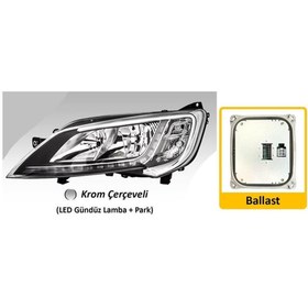 Resim AYFAR FAR MOTORLU SOL DUCATO MAXİ BOXER JUMPER 2014+ LED - BALLAST DAHİL KROM ÇERÇEVE 46862291 505219 AYFA 