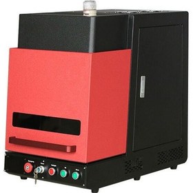 Resim 50w Kapalı Kabin Fiber Lazer Markalama Makinesi 