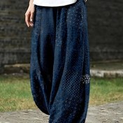 Resim Kadınlar için Etnik Desenli Geniş Paça Pantolon - Cepli, Makinede Yıkanabilir Her Mevsim İçin Günlük ve Resmi Giyim, Rahat Kumaş, Şık Tasarım, Akıcı Kesim, Moda Severler İçin Konforlu Pantolon 