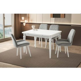 Resim Mobilgen Beyaz Fulya Sandalye 120+60 Arda Açılabilir Masa Takımı 