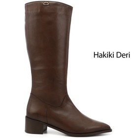 Resim Gönderi(R) Gönderi R Kadın Kahverengi Sivri Burun Kalın Topuklu Hakiki Deri Çizme Gkzc13452511 Kahverengi 