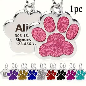 Resim 1 Adet Özelleştirilebilir Evcil Hayvan Kimlik Etiketi - Kalp Şeklinde Simli Pati Tasarımı, Köpekler ve Kediler İçin Mükemmel, Dayanıklı & Solmaya Karşı Dirençli, Evcil Hayvan Severler İçin İdeal 