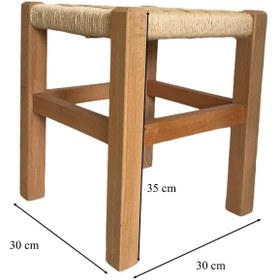 Resim ayzenbi Ahşap Tabure Hasır Örgülü 35 Cm 