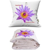 Resim Anneler Günü Hediyesi Lotus Çiçeği Tv Battaniyeli Opsiyonel Dekoratif Yastık Kırlent Çok Renkli 