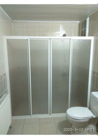 Resim Nokta Duşakabin Duvardan Duvara 155 Cm Yükseklik 180 Cm Teknesiz Mika Duşakabin Şeffaf 