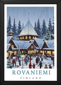 Resim Rovaniemi Finland - Santa Village Winter Travel Wall Art Print - Wooden Frame - Black / 8,3 x 11,7" (21x30) 