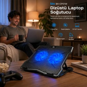 Resim Bix BX-CP01W LED Aydınlatmalı 10-15.6″ Arası Laptoplar İçin Notebook Soğutucu 