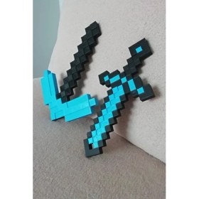 Resim BURSA3DFILAMENT Minecraft Diamond Pickaxe,sword Set 25CM/ Elmas Kazma-Kılıç Set 