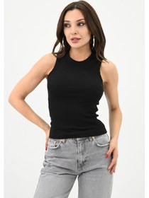 Resim Koza Butik Kadın Bisiklet Yaka Kolsuz Bluz 1755-24 001 