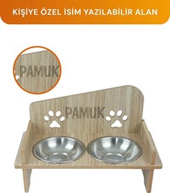 Resim Gobypet İsim Yazılabilir Kare Mama Kabı Ve Keçe Kedi ve Küçük Irk Köpek Evi Seti Gri 