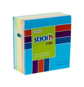 Resim Hopax Stickn Yapışkanlı Not Kağıdı 76x76 Mm Küp 5 Renk 400 Yaprak Karışık 