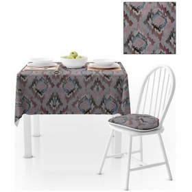 Resim Baklava Dilimi Desenli Pembe Mavi Dijital Baskılı Petek Dokuma Masa Örtüsü 140x220 