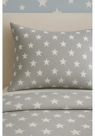 Resim Çift Kişilik Desenli Nevresim + 2 Adet Kapaklı Yastık Kılıfı Gri 