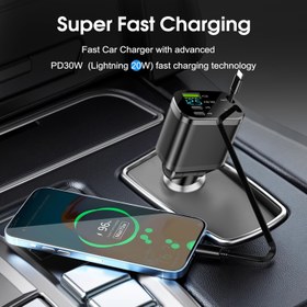 Resim Süper Hızlı Şarj PD30W Araba Şarj Cihazı İleri Elektrik Teknolojisi ile - Çift USB Tip-C Esnek Kablolar, Taşınabilir ve Seyahat Dostu, 36V veya Daha Az, Araba Şarj İstasyonu | Modern Şarj İstasyonu | Kompakt Şarj Cihazı 
