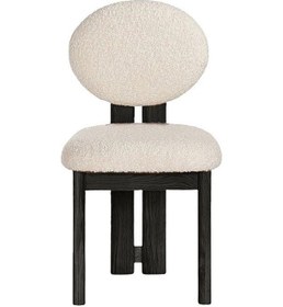 Resim Coco İskandinav Teddy Natural Ahşap Bohem Sandalye Siyah - Beyaz 