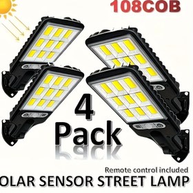 Resim 4 adet Hareket Sensörlü Güneş Enerjili LED Sokak Lambası, Yüksek Parlaklık 4000K-4500K, IP44, Şarj Edilebilir Lityum Pil, Dış Mekan Güvenlik Aydınlatması için Dayanıklı Plastik Kasa, Güneş Enerjili Dış Mekan Güvenlik Lambaları, Şık Silindirik Tasarım, Verimli Güneş Paneli 