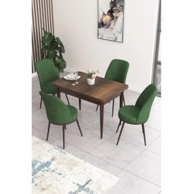 Resim Canisa Concept Nil Serisi 70 x 110 cm Sabit Barok Ahşap Desen Mutfak Masa Takımı+4 Adet Sandalye 