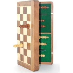 Resim Mıknatıs Taşlı Ahşap Katlanabilir Kutulu Satranç Oyunu 35 Cm - 9046354436479sil 