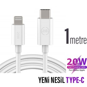 Resim Type-C Lightning Şarj Kablosu 20W Hızlı Şarj 1 Metre Subzero CL95 