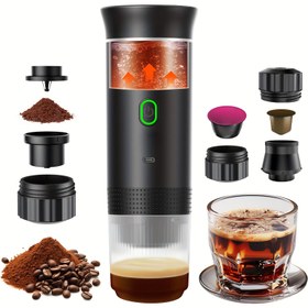 Resim Taşınabilir Espresso Makinesi USB Type-C Şarj ile - Kendi Isıtma, Sıcak ve Soğuk Çay, Kahve Tozu ve Kapsüller ile Uyumlu, RV, Yürüyüş ve Ofis Kullanımı için İdeal, Ofis Kahve Makinesi | Modern Kahve Makinesi | Dayanıklı Kahve Kapsülleri, Kahve Makinesi 