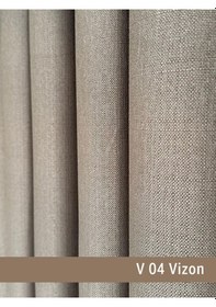 Resim Donatti Vizon Rengi Düz Keten Fon Perde 1/3 Pile Tek Kanat Vizon Rengi 