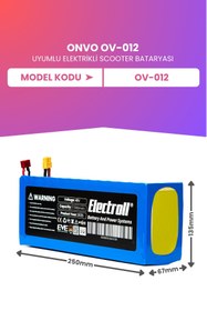 Resim ELECTROLL ONVO OV-012 (Maksimum Kapasite) Batarya 48v 17.5ah Pil Elektrikli Scooter Bataryası 