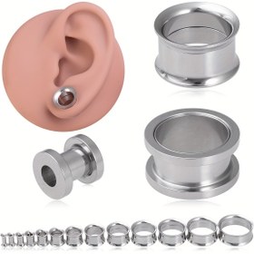 Resim 4 Adet Paslanmaz Çelik Vidalı Kulak Genişleticiler ve Tünel Genişleticiler - Çift Açılı Vücut Delme Fişleri 3-25mm, Kadınlar için Hipoalerjenik Yüksek Kaliteli Çelik, Günlük Kullanım ve Partiler İçin Şık & Sevimli Tasarım, Parti Aksesuarları | Cila Bitişli Takı Seti 