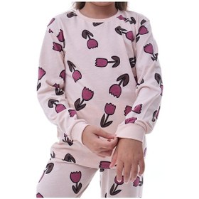 Resim Kız Çocuk %100 Pamuklu Desenli Pijama Takımı Uzun Kollu Rahat Ev Giyimi Çok Renkli 