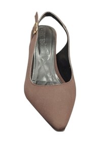 Resim Taşçı Ayakkabı Ventes 878139z Kadın 8cm Kadeh Boyu Sivri Burun Arkası Açık Saten Stiletto Ayakkabı Kahve 