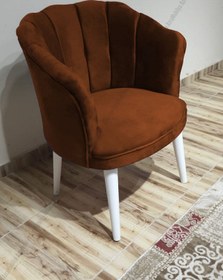 Resim Azra Aksesuar Papatya Model Berjer - Tekli Koltuk - Ahşap Ayak - Babyface Kumaş - Bakır 