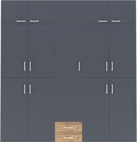 Resim Arges Dolap 10 Raflı 2 Çekmeceli 4 Askılı 220x30x243 Aytaşı-antrasit/çam Antrasıt/atlas Çam 