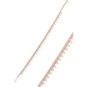 Resim Gümüş Rose Zirkon Taşlı Gurmet Zincirli Piramit Halhal Gümüş 