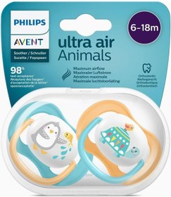 Resim Philips Avent Ultra Air Animals Emzik 2'li 6 - 18 Ay Sarı - Mavi 