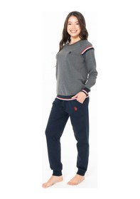 Resim U.S. Polo Assn. Kadın Pamuklu Lisanslı Pijama Takımı 20118 Antrasit Melanj 