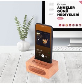 Resim Isme Özel Ses Yükseltici Ahşap Telefon Standı 
