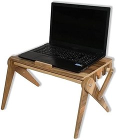 Resim Ahşap Katlanabilir Laptop Sehpası, Portatif Dizüstü Bilgisayar Masası, Doğal Ahşap Rengi, Ayarlanabilir Yükseklik, Çalışma ve Okuma için 